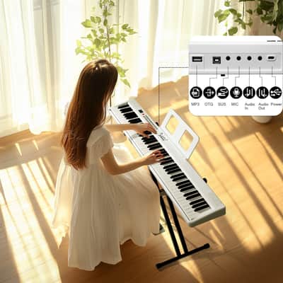 Glarry 88 Key Foldable Semi-Weighted Digital Keyboard - White image 6