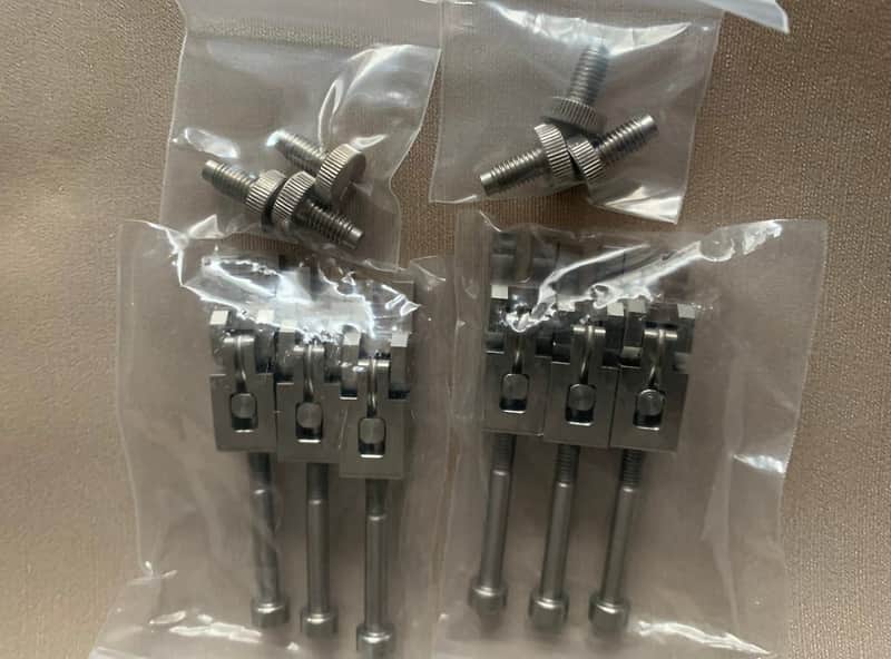 1 Set Stainless Steel Guitar Tremolo Bridge Saddles with Fine Tuning Screws image 1