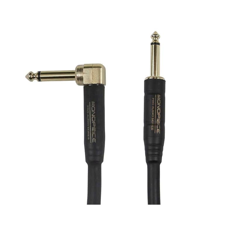1/4-Inch Ts Male To 1/4-Inch Right Angle Ts Male Guitar/Instrument Cable - 10 Feet, Blue, 20Awg, Braided Jacket, Gold Plated - Cloth Series image 1