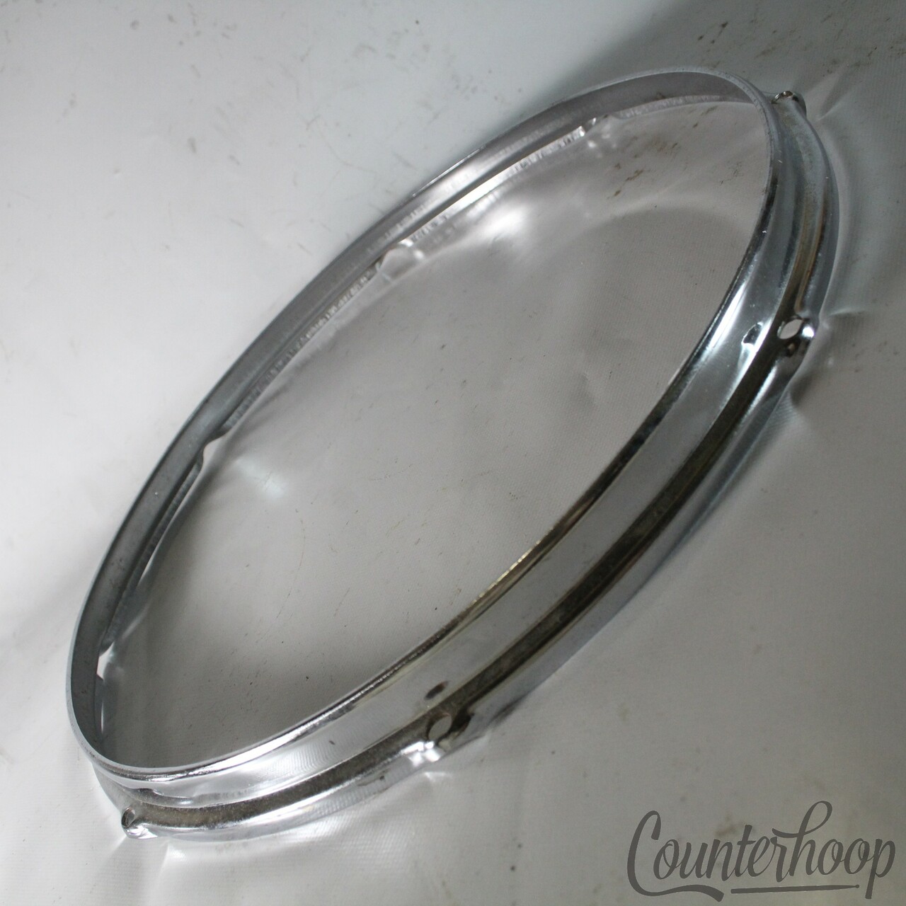 Slingerland 15" Snare/Tom Drum Batter Rim/Hoop 8-Lug Stick-Saver Chrome Vintage — main photograph