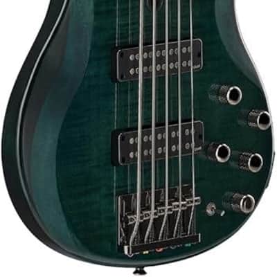 Yamaha TRBX605 5-String Flamed Maple Bass Guitar, Indigo Blue image 2