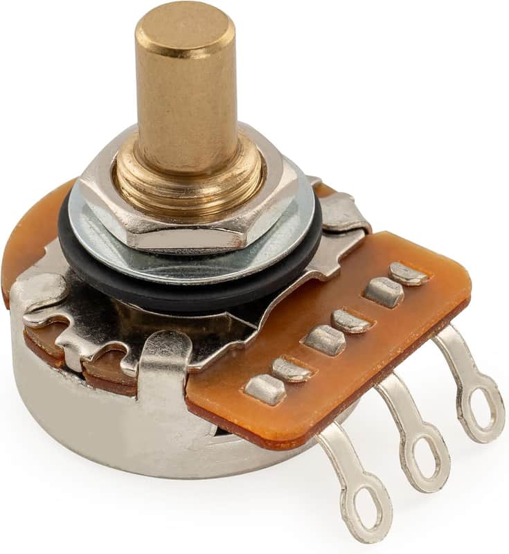 Pot Brass Solid Short Shaft 1/4 Inch Audio Taper Potentiometer for Electric Guitar Bass image 1