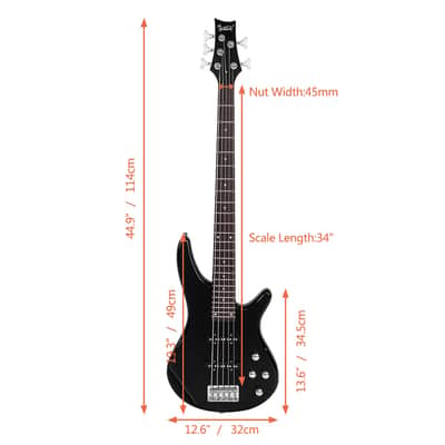 Glarry GIB Electric 5 String Bass Guitar Full Size Bag Strap Pick Connector Wrench Tool 2020s - Black image 2
