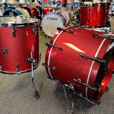 Sonor SQ2 3pc Medium Maple Shell Pack in Red Sparkle Lacquer 13/16/24 image 3