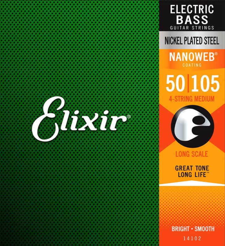 Elixer 14102 Medium Electric Bass Nickel Plated with NANOWEB Coating image 1