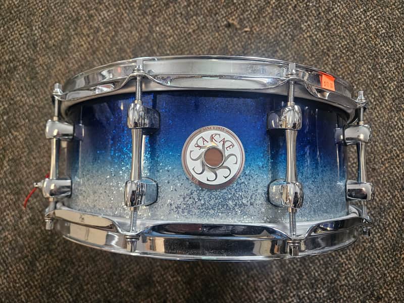Sakae Beech 5.5"x 14" Snare Blue Sparkle Fade image 1