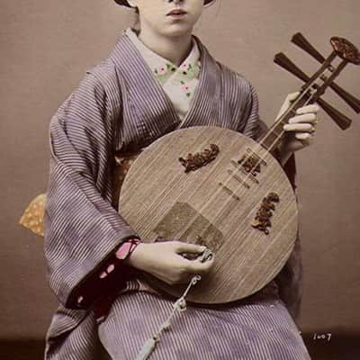 Vintage circuitbent Chinese Moon Lute Yue Qin Asian Banjo Yueqin 1960s Wood image 4