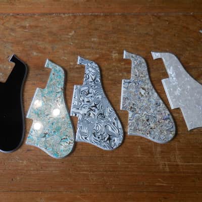 L@@K - - - Lot of 5 New Les Paul Pickguards Black, Pearl, plus 3 Colored Patterns image 2