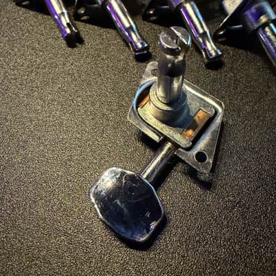 Vintage 70’s Fender F Logo LEFT HANDED Electric Guitar Tuners Tuning Pegs Strat Tele Germany 6 in line image 6