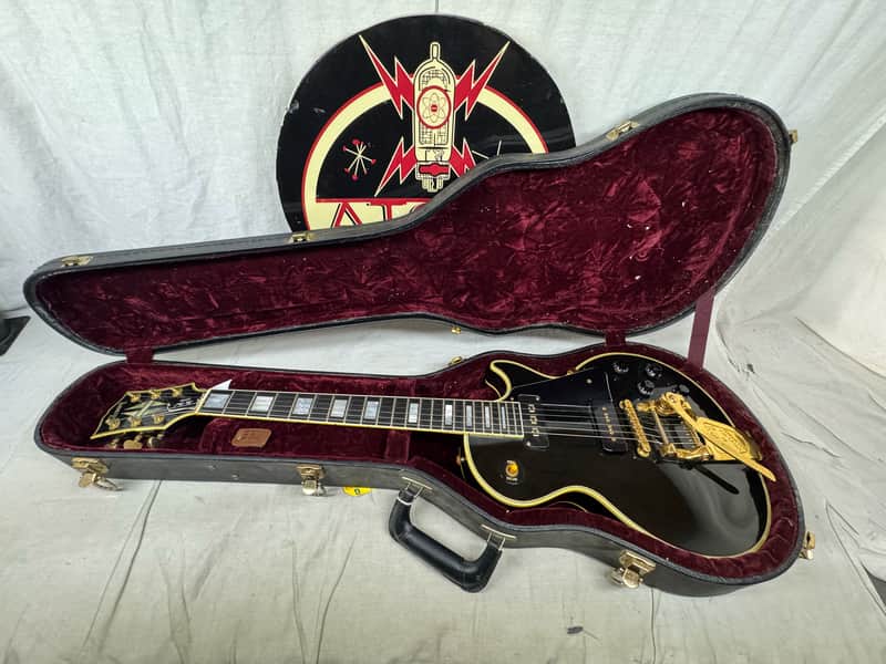 Gibson Custom 1954 '54 Les Paul Custom Staple Pickup Reissue Guitar with Bigsby + Case - Black Beauty image 1