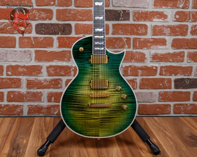 ESP Original Series Custom Shop Eclipse CTM FM Flame Maple Top in Turquoise Green Tear Drop 2025 w/OHSC image 1