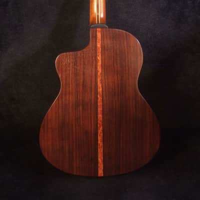 Handmade Cutaway Travel Guitar Solid Spruce, Indian Rosewood, Cat Inlay, Soft-bag Bruce Wei LTG-001 image 6