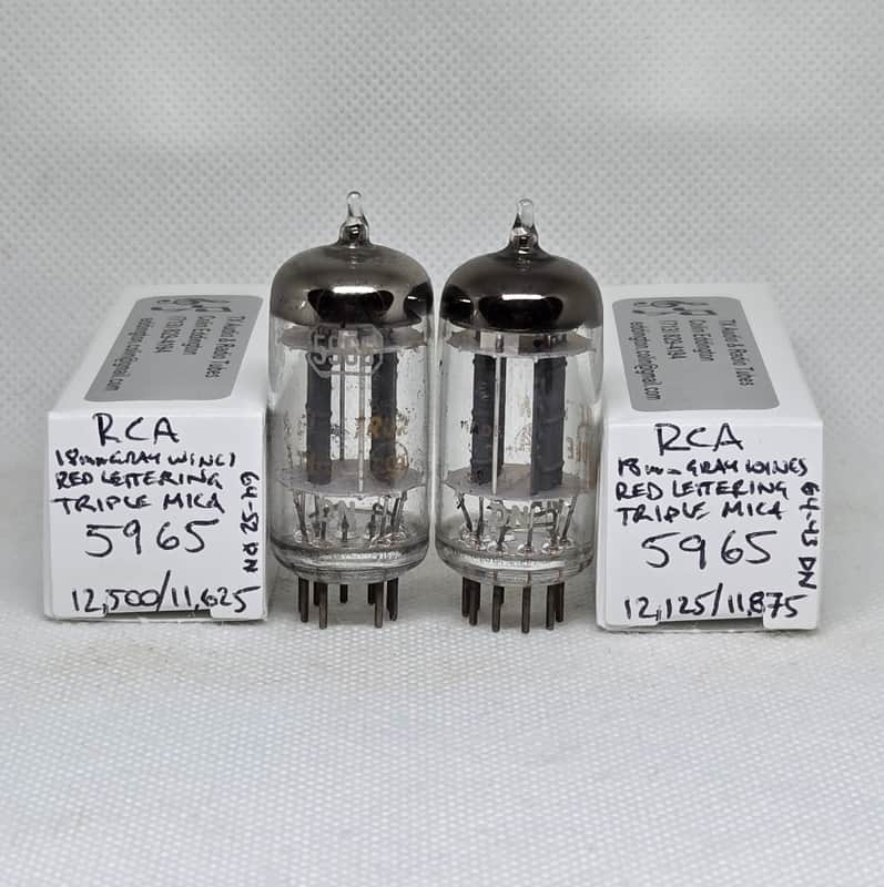 RCA 5965 Gray Plate Triple Mica Well Matched (7.0%) Pair NOS 12AT7 12AV7 5965A image 1