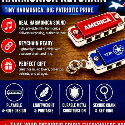 Bushman America 250th Birthday Mini Harmonica Key Chain (20 Pack) image 2