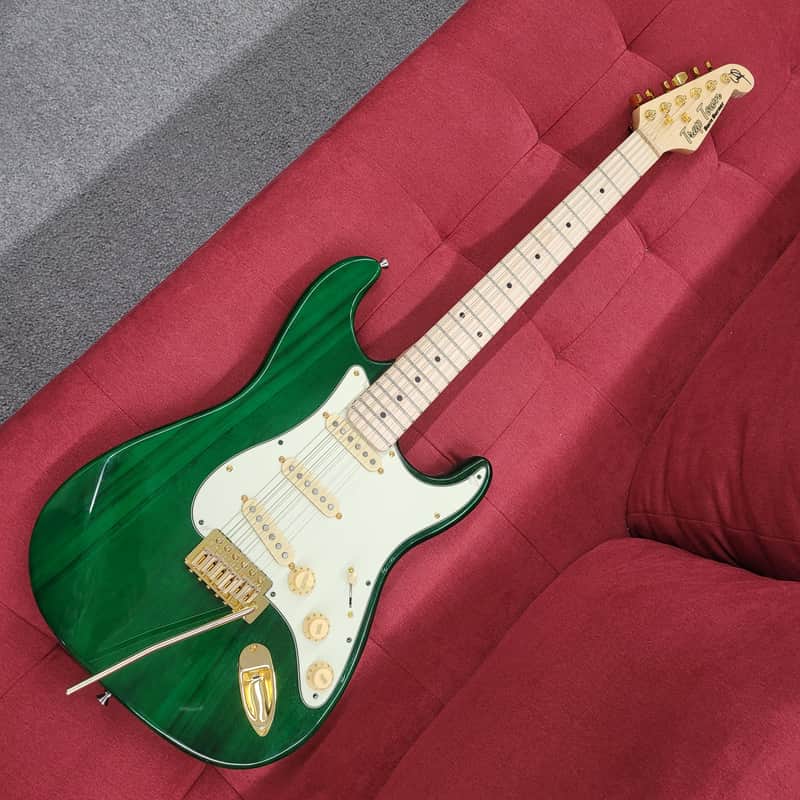 Trap Town Barn Burner S-Style Electric Guitar - Transparent Green image 1