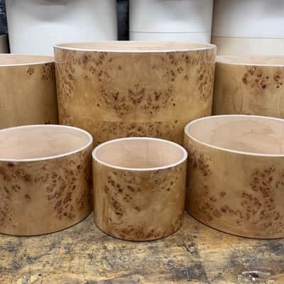 POPLAR MAPPA BURL exotic wood and Maple 7 pcs shell set - 5 ply core shells - Clear gloss polished BEST OFFERS ACCEPTED! image 15