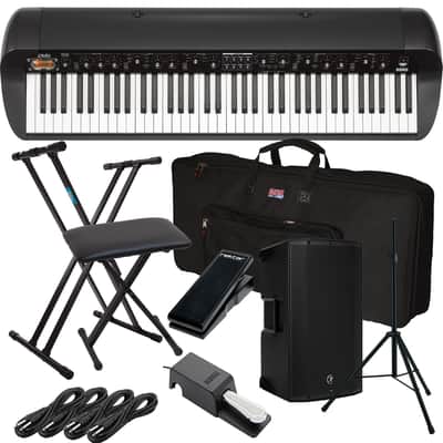 Korg SV-2 73-Key Vintage Stage Piano (Black) (Korg DS-2H Pedal Included), Mackie Thump12A, Speaker Stand, Keyboard Stand, Bench, Gator GKB-76 Bag, Nektar NX-P, (4) 1/4 Cables Bundle