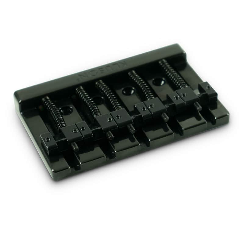 Kluson KHMBBS5 B High Mass 5 String Bass Bridge Zinc With Brass Saddles - Black image 1