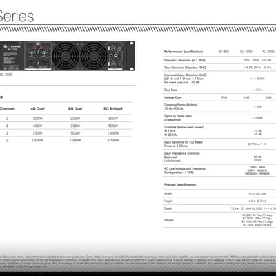 Crown XLi800 Two-channel, 600-Watt Bridged 8Ω Power Amplifier. Professional DJ, PA, Stage Amp. Black image 4