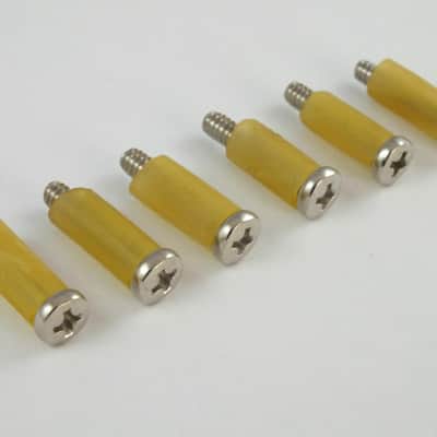 6 Chrome Domed Pickup Height Adjustment Screws + Rubbers for USA Fender Stratocaster image 1