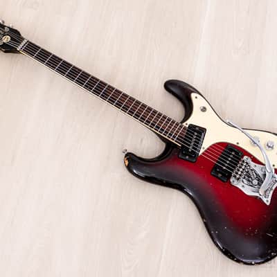 1964 Mosrite Ventures Model Vintage Guitar Red Sunburst w/ Vibramute, Case image 12