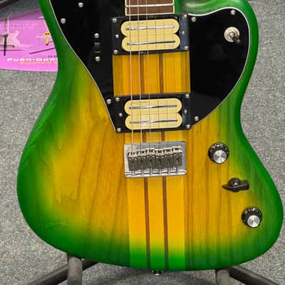 Vintage REVO Series 'Integra' Guitar ~ Green/Yellow Burst image 2