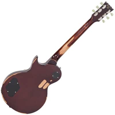 Vintage V100 ICON Electric Guitar ~ Distressed Tobacco Sunburst (V100MRTSB) image 4