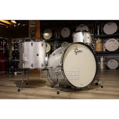 Used Gretsch Brooklyn 3pc Drum Set w/26BD Silver Sparkle - Excellent image 1