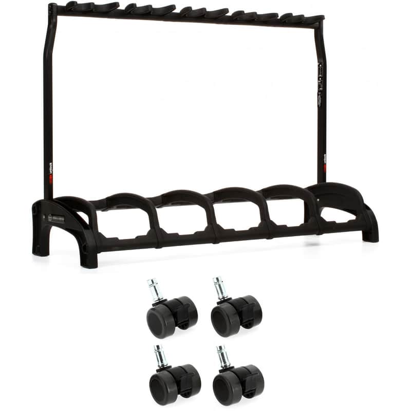 K&M 17515 Guardian 5 Guitar Stand and 4 Casters - Black image 1