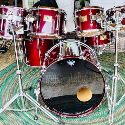 Premier Signia Marquis Rare 7-Piece Kit – 1999 UK Maple – Cherry Red – Flagship Series – w/ Cases EX image 9