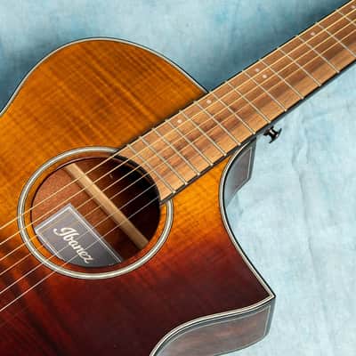 USED Ibanez AEWC32FM Amber Sunset Fade 2022 Acoustic-Electric Guitar w/Gig Bag image 5