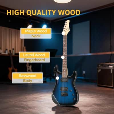 Glarry GST Electric Guitar HH Pickup - Dark Blue /20W Amplifier image 4