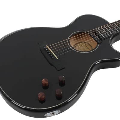 Swing Hybrid-Black All Solid Electric Acoustic Slim Guitar Piezo Magnetic Pickup image 2