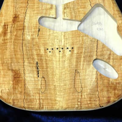 Flamed Spalted Maple Top / Aged Aspen Strat body Standard Hardtail 4lbs #3698  **IMPORTS INCLUDED image 4