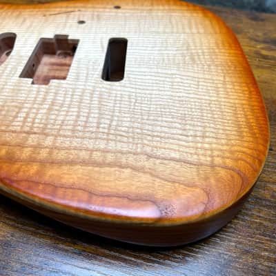Warmtone CG Hss Strat Style Guitar Body Flamed Maple “Sunset” 3.7lbs image 7