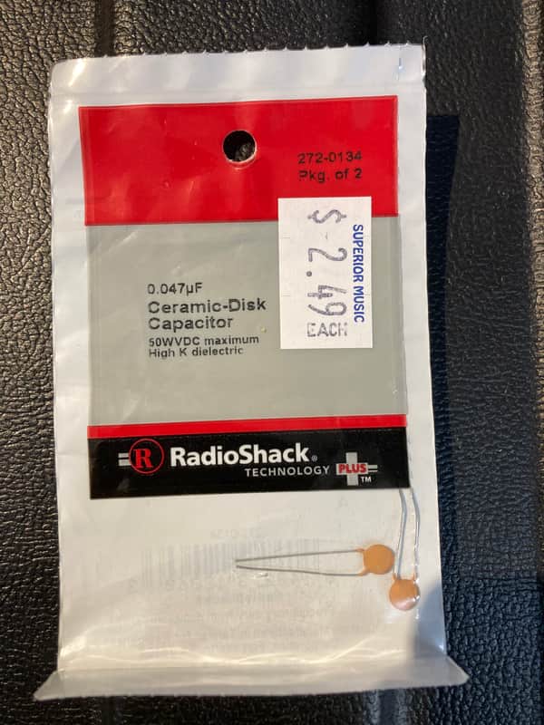 Radio Shack .047uf ceramic disk capacitor 2023 - Package of 2 image 1