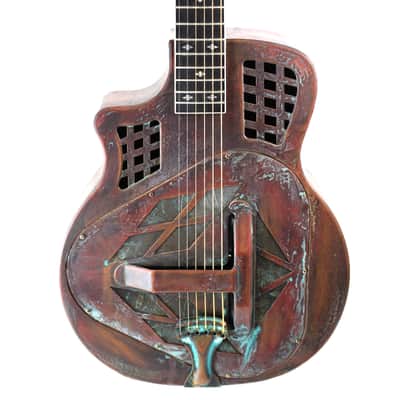 Royall Trifecta Distressed Copper Cutaway 14 Fret Left Handed Tricone Resonator image 1