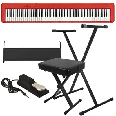 Casio CDP-S160 Compact Digital Piano - Red KEY ESSENTIALS BUNDLE