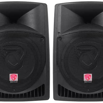 Pair Rockville Power Gig RPG12 12" Powered Active 1600 Watt 2-Way DJ PA Speakers image 1