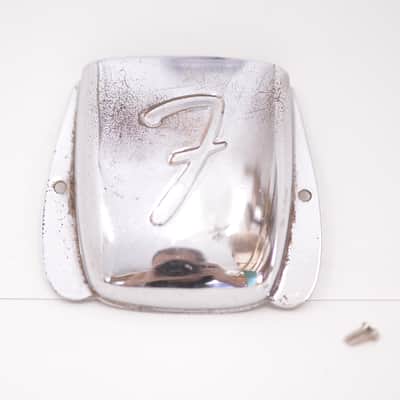 1966 Vintage Fender Jazz Bass F-Logo BRIDGE COVER Chrome JBass Guitar Original 1960's 1967 1968 1969 image 1