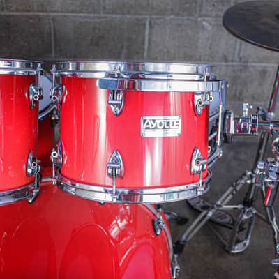 Ayotte 80s "Ray Era" Red Gloss One-Way Shade 5-Piece Drum Kit (22/16/14/13/12) image 8