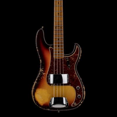 Fender Custom Shop Empire 58 Precision Bass Heavy Relic - Faded Aged Chocolate 3-Color Sunburst #91060 image 3