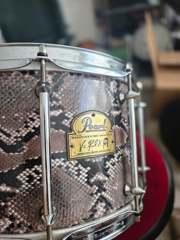 Pearl VP1480 14x8" Vinnie Paul Signature Maple Snare Drum 2010s - Snakeskin Graphic image 1