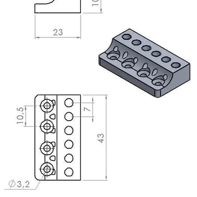 Nova Guitar Parts 6-String Headless Tremolo Bridge - Black image 7