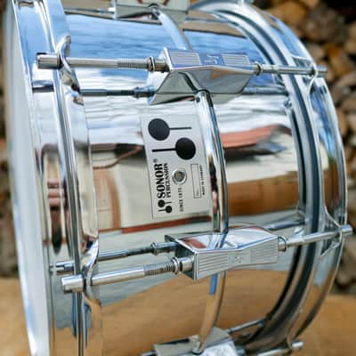 Sonor D-508 D508 Phonic 14" x 8" 10-Lug Ferro-Manganese Steel Snare Drum RARE image 13