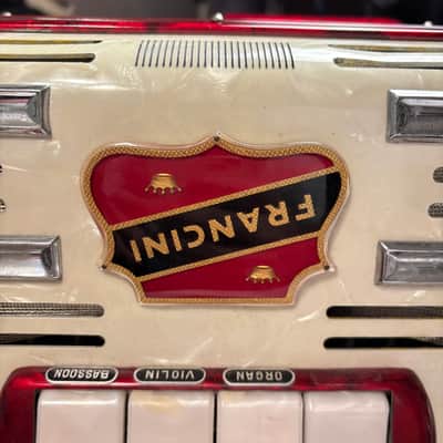 Vintage Near Mint Francini 120-Bass Accordion - Ruby & Mother of Pearl image 7