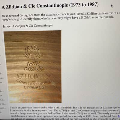 Zildjian 20" A. Zildjian & Cie Constantinople Cymbal 1973-1987 image 4