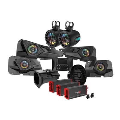Cerwin Vega RPMRZRKM43 2014+ RZR XP 4DR 1110W Complete Audio Kit with 3 Amplifiers, Media Center, Front and Rear 6.5” 2-Way Door Speakers, 6.5” 2-Way Tower Speakers and 10" Subwoofer image 1