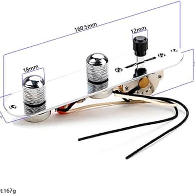 Guitar Control Plate Prewired 3-Way Switch 250K Large Potentiometers Knurled Volume Tone Controls Knobs for Tele/Telecaster Electric Guitar Parts Replacement image 3