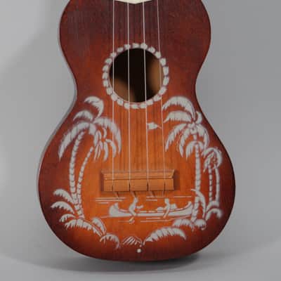Vintage Harmony Silvertone Soprano Ukulele Palm Tree Stencil image 2